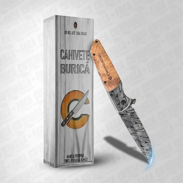 Canivete Buricá Estilo Damasco – Aço Inox 420 Cutelaria + Garantia
