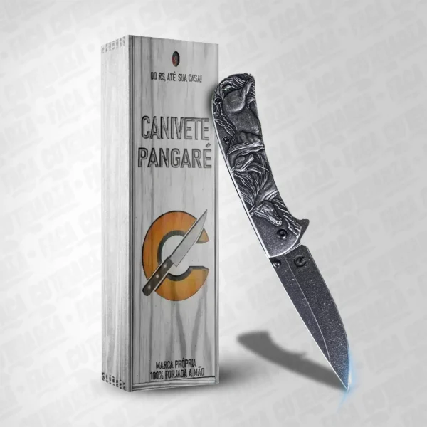 Canivete Pangaré Rural - Aço Inox 420 Preto Alto Relevo Cutelaria + Garantia