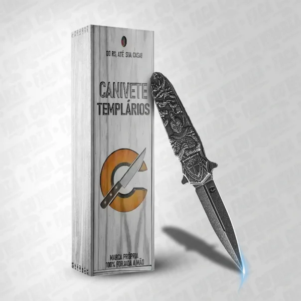 Canivete Templários Medieval - Aço Inox 420 Alto Relevo Cutelaria + Garantia