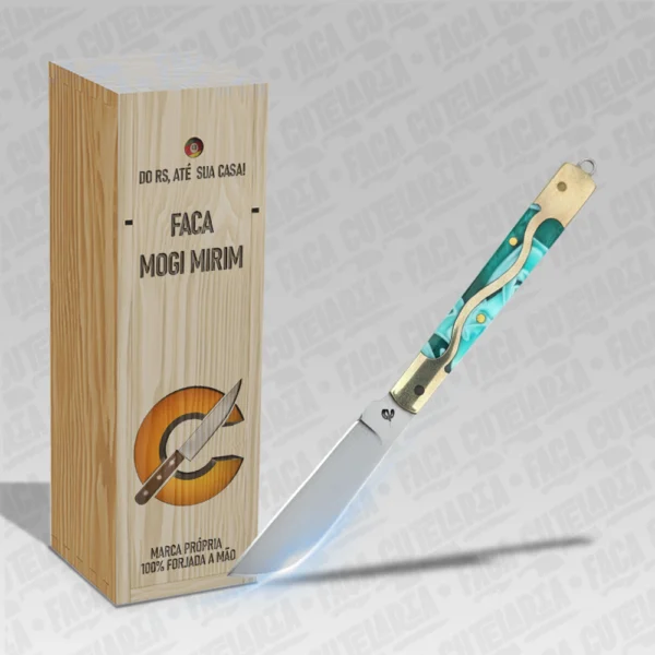 Mini Canivete Mogi Mirim Resina Marmorizada - Aço Inox 420 Cutelaria + Garantia